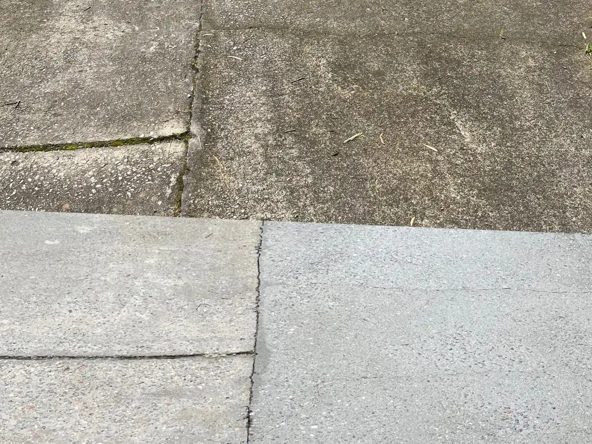 Before and after - driveway pressure washing in Kirkwood Atlanta