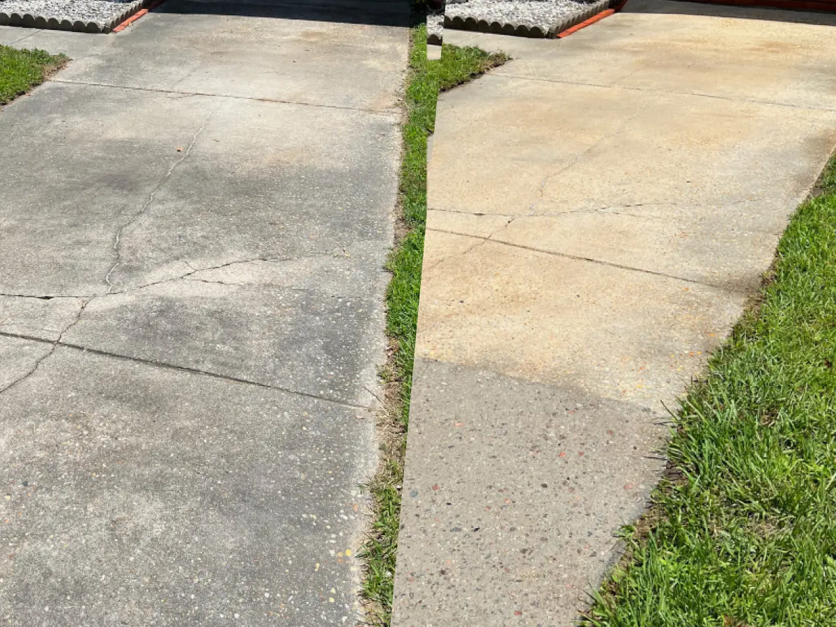 Before and after - driveway pressure washing in Atlanta