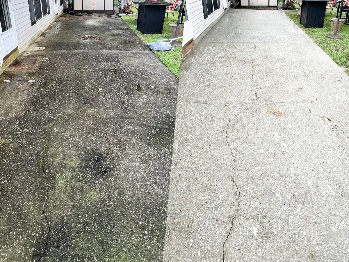 Before and after - patio pressure washing in East Lake Atlanta